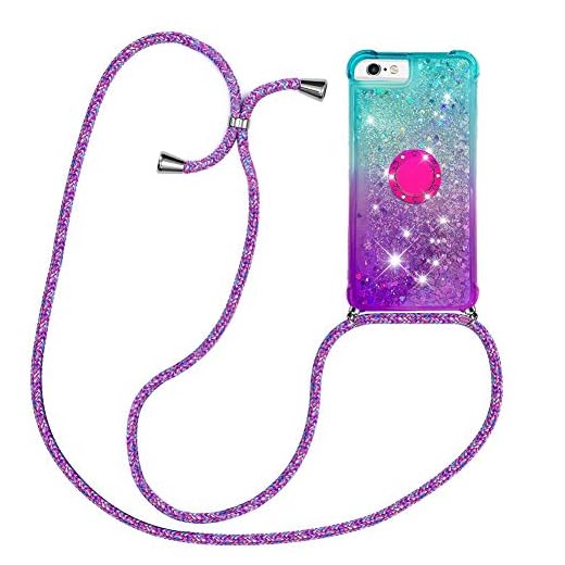 YuhooTech Fodral för iPhone 5 / 5S / SE 2016 skal med Snodd band - bling glitter kvicksand vätska gnistra ransparent mjuk silikongel TPU Bumper stötabsorberande skyddande fodral case för iPhone 5 / 5S / SE 2016