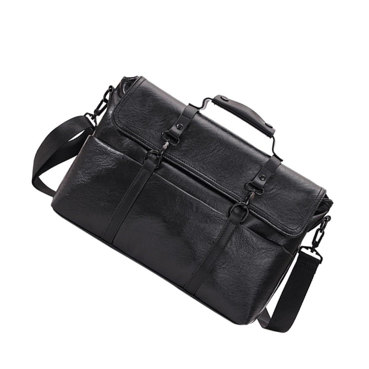 VALICLUD Borsa Tracolla Uomo 14 Pollici Business Pu Poliestere Nero Portfolio Lightweight per Laptop Viaggio Ufficio