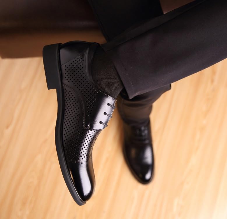 Men's Summer Oxford Shoes Fashion Lace Up Shoes Classic Pointed Toe Shoes Comfort Casual Business Suit Tuxedo Shoes(Black,11)3