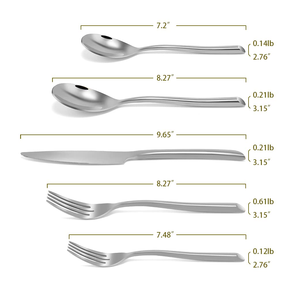 DEACORY Silverware Set Flatware Set Stainless Steel Cutlery Set with Streamlied Handle Mirror Finished Heavy 20 Pieces Home Kitchen Daily Use Wedding Housewarming Gift Dishwasher Safe Service for 4