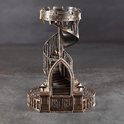 AUSPDICE-Dice-Rolling-Tower-and-Tray-Retro-Castle-Mold-Color-for-Tabletop-Games-DD-and-RPG-Games-Bronze-Color