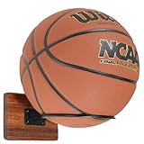 Rovarahoom Basketball Holder Wall Mount, 1 Pack Acacia Wood Ball Holder for Storage Soccer Volleyball Football Autograph, Basketball Rack Display for Boys Sports Accessories Organizer Wall Decor