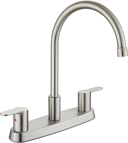 Grifo de cocina, juego central de 8 pulgadas para fregadero, 3 agujeros, doble mango, grifo de fregadero de cocina de arco alto, boquilla giratoria