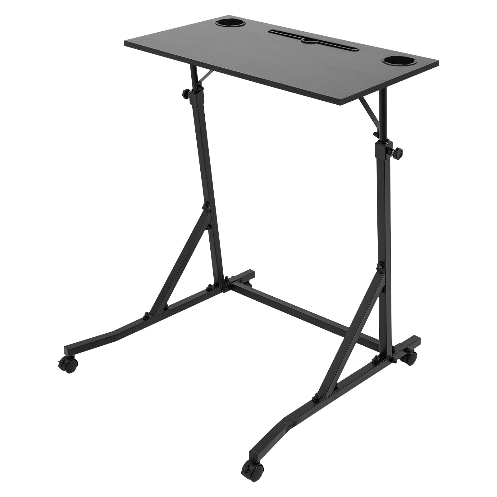 Czarne regulowane biurko do treningu rowerowego, regulowana wysokość, do jazdy na rowerze i trenerów rowerowych, 61 x 74 x 90-118 cm