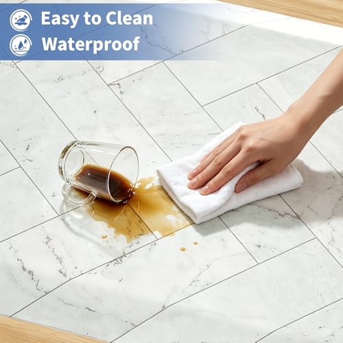 Image of UKISS 9 /10 Marble-Pattern Extra Thick Cushioned Kitchen Mat, Non-Slip Waterproof Comfort Memory Foam Standing Desk Mat, Ergonomic Anti Fatigue Floor Mat for Kitchen, Office (Teal, 20 inch X 48 inch)
