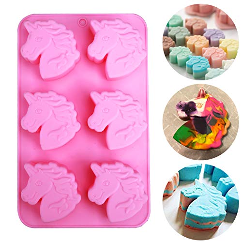 MEIBEL Unicorn Soap Silicone Mold Horse Crayon Silicone Mold Unicorn Bath Bomb Mold for Candy Chocolate Fondant Cookies & Candles Jello Resin Lotion Bars Ice Cube Tray kids DIY Mold