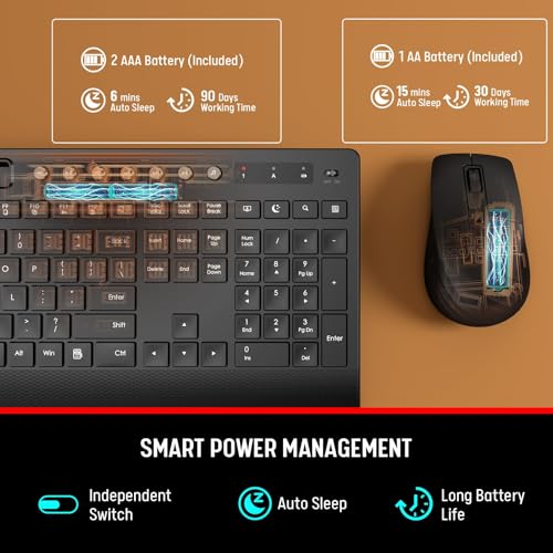 Teclado y mouse inalámbricos silenciosos Trueque para oficina con soporte para teléfono integrado 5