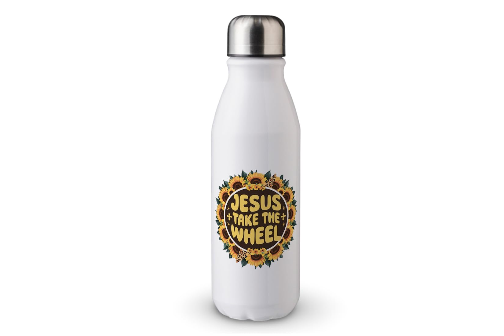 MAXIKIWI - Single Wall Water Drinking Bottle with Screw Cap, Non Insulated Lightweight Aluminium, BPA Free, Leak-Proof - Christian Floral 1525293-500ml