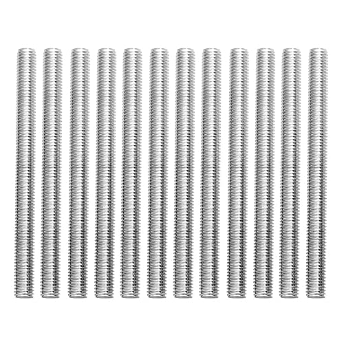 DXiongW 12 Piezas 10 cm Varilla Roscada M6 Acero Inoxidable Barra de Varillas Totalmente Roscadas para las Industrias Manufacturera Automotriz y de la Construcción (Plata)