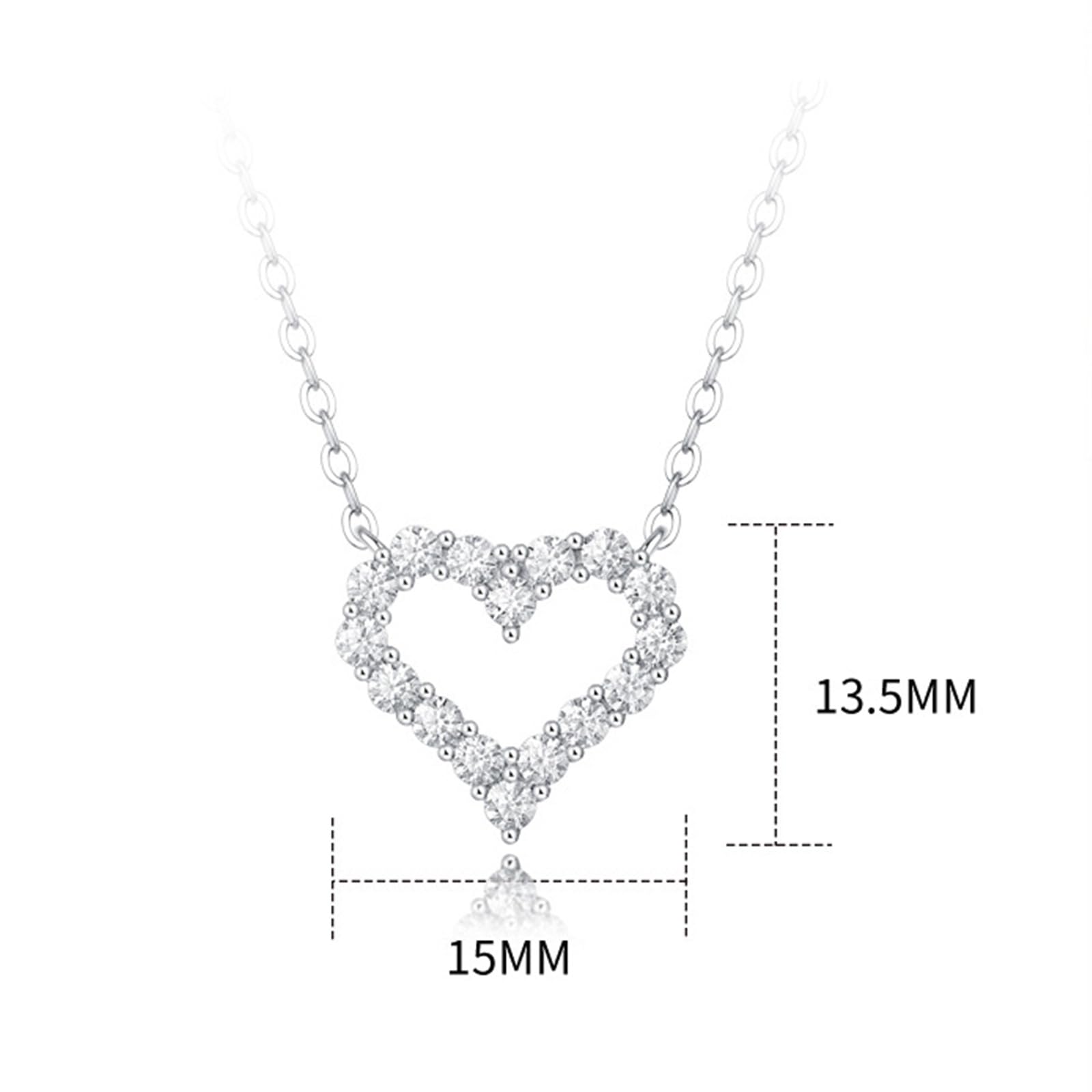 18K Weißgold Damen Halskette, 0.8ct Runder Moissanit Herz Kettenanhänger Hochzeit Echtgold AU750