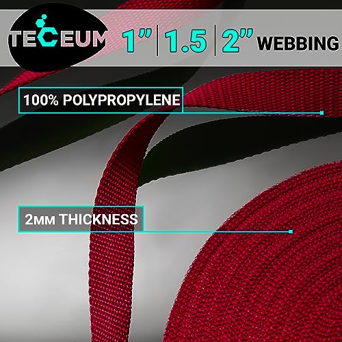 Image of TECEUM 3 /4 inch & 5 /8 inch & 1 inch & 1.5 inch & 2 inch Webbing - 10 25 50 Yards - 40+ Colors - Heavy Duty 1 Inch 1.5 Inch 2 Inch Backpack Straps - Webbing for Outdoors Indoors Crafting DIY
