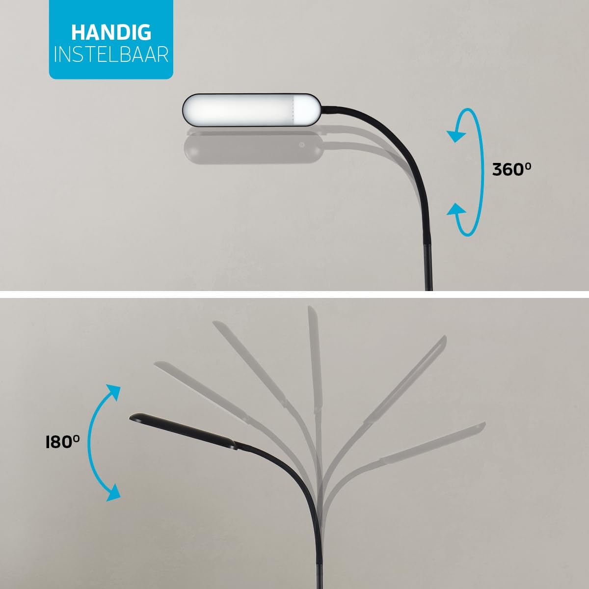 Flexible neck of the Varin Design LED Floor Lamp
