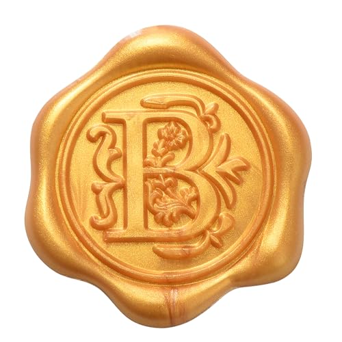 Yoption 50Pcs Initial B Wax Seal Stickers, Gold Self Adhesive Letter Envelope Seal Stickers for Wedding Party Birthday Christmas, Envelopes (B)