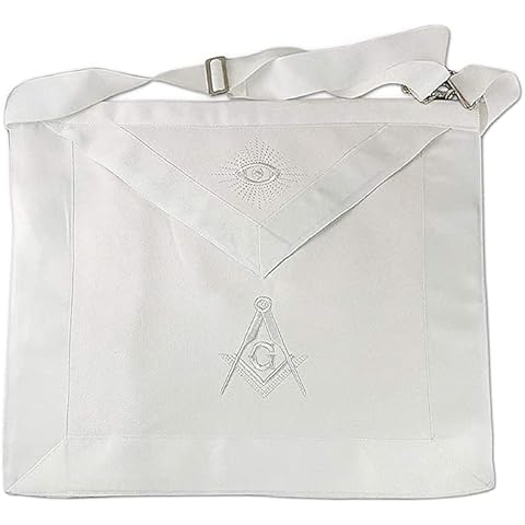 Master Mason White Embroidered Apron with Ribbon Cover