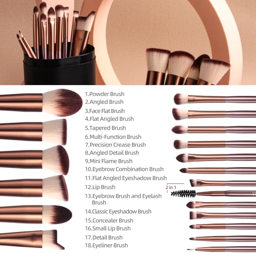 Image of BS-MALL Makeup Brush Set, 18 PCS Professional Makeup Brushes with Case, Premium Synthetic Foundation Powder Concealer Blush Eyeshadow Brushes, Complete Face & Eye Makeup Kit for Beginners & Pros
