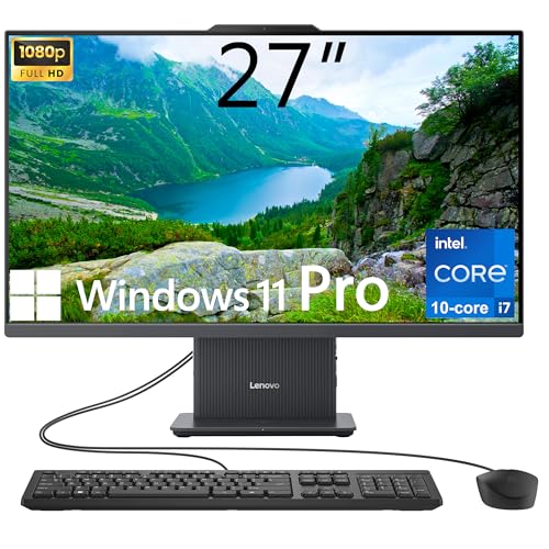 Lenovo 27" IdeaCentre All-in-One Desktop Computer, 10-core Intel Core i7-13620H, 16GB DDR5, 512GB SSD, Wi-Fi 6, USB-C, HDMI in&Out, Wired KB&Mouse, Windows 11 Pro