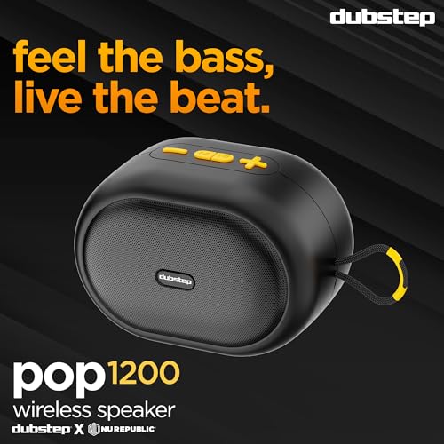 Image of Dubstep Pop 1200 with Upto 16 Hrs Playtime, 52mm Dynamic Driver, TWS Pairing with 12W Output Bluetooth Wireless Speaker (Black)