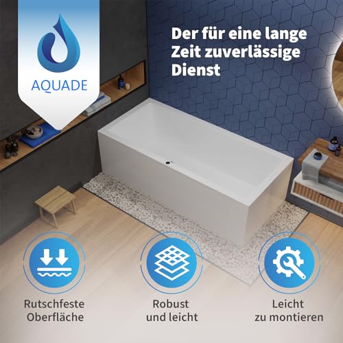 AQUADE Acryl Badewanne 180x80 Modell: Ulm - Weiß Badewanne Komplettset 180x80 - Badewannen mit Wannenfüßen + Schürze + Led – Bild 3