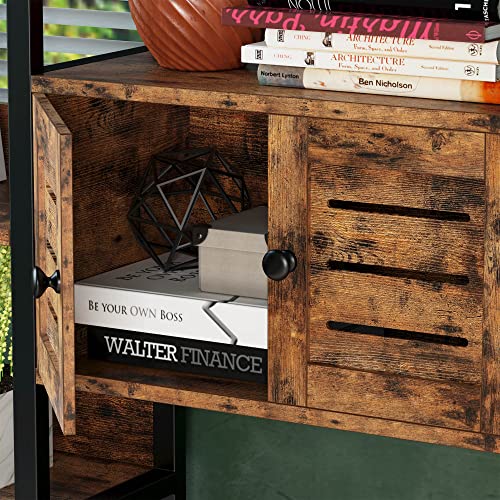 IRONCK Industrial Bookshelf and Bookcase with 2 Louvered Doors 5 Tiers Triple Wide Display Shelf with Storage Cabinet for Living Room Home Office - Image 6