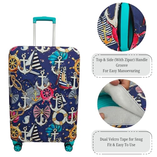 Image of Printed Travel Luggage Cover for Suitcase - Stretchable & Scratchproof Trolley Bag Protector (1, Boat Anchor, Large)