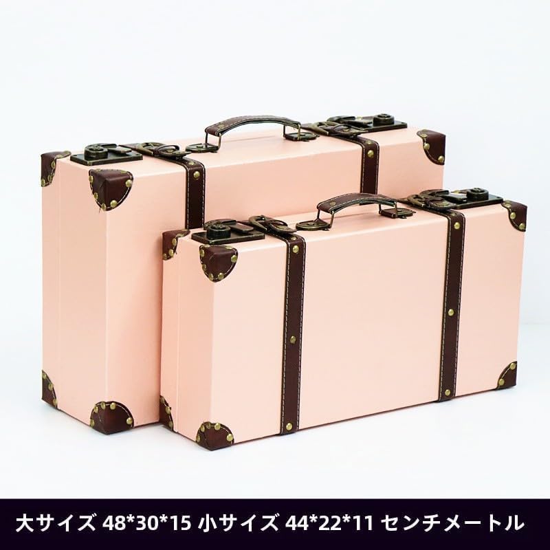 トランクケース アンティーク ヴィンテージスーツケースの撮影の小道具ホームストレージボックス木製荷物レトロウィンドウ装飾家具スーツケ