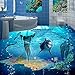 3D-Bodenbelag Wasserdichte Tapete Für Badezimmer Benutzerdefinierte Selbstklebende Wasserdichte Bodenaufkleber 3D Boden Wandbild Tapete Delphin Ozean Tier Boden Malerei Pvc Badezimmeraufkleber,430X3