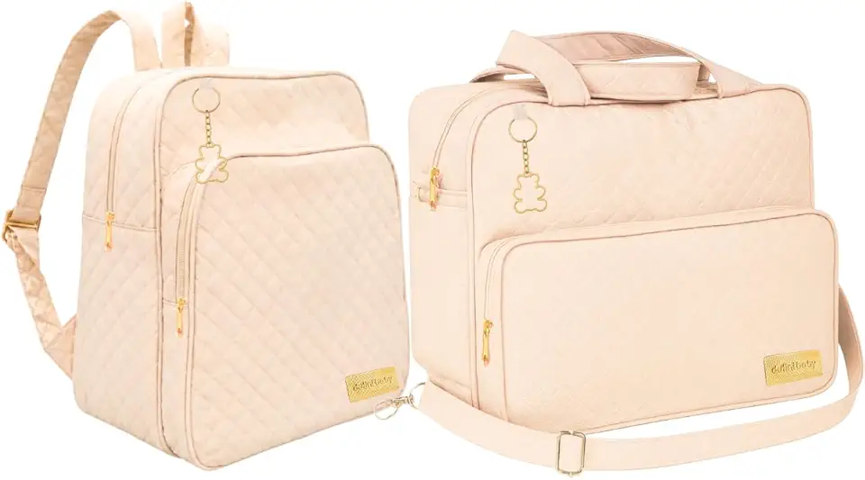 Kit Mochila e Bolsa Maternidade Ursinho Dourado Dulini Baby