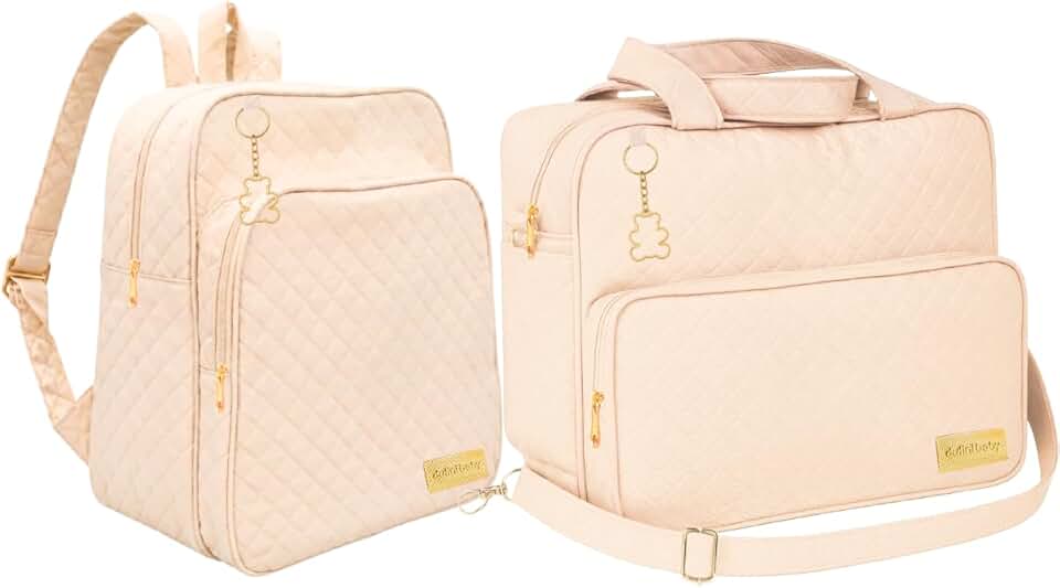 Kit Mochila e Bolsa Maternidade Ursinho Dourado Dulini Baby