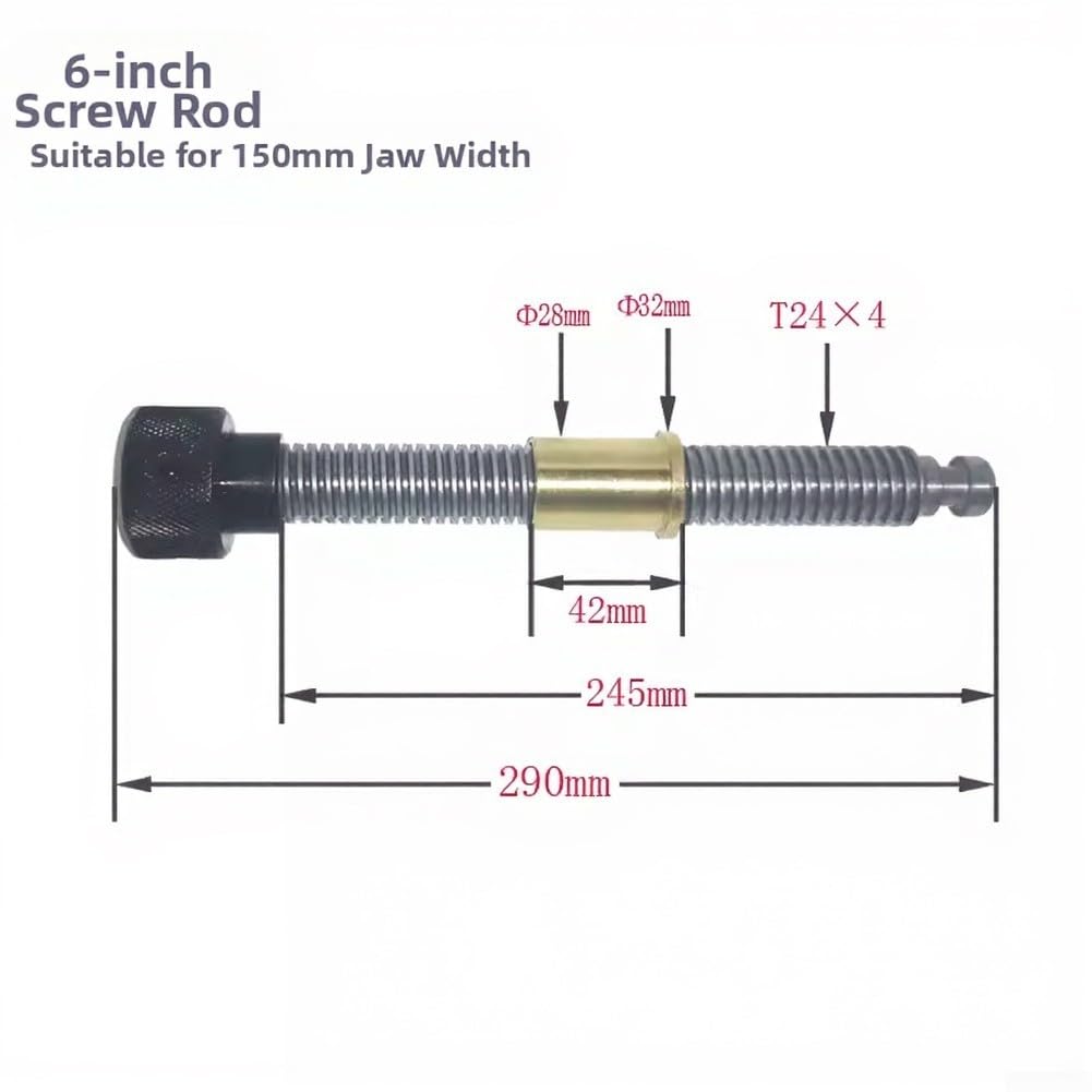 Tornillo roscado de metal para accesorios de tornillo de mordaza plana, mecanismo de sujeción de holgura baja para fresadora y amoladora, se adapta a prensas industriales de 2 a 8 pulgadas (6