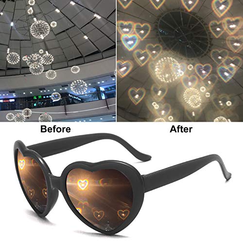 3D-bril met hart-effect, hartvormig vuurwerk, buigbril, speciaal effect, licht, perzikhartvormig licht in liefde… - Image 6