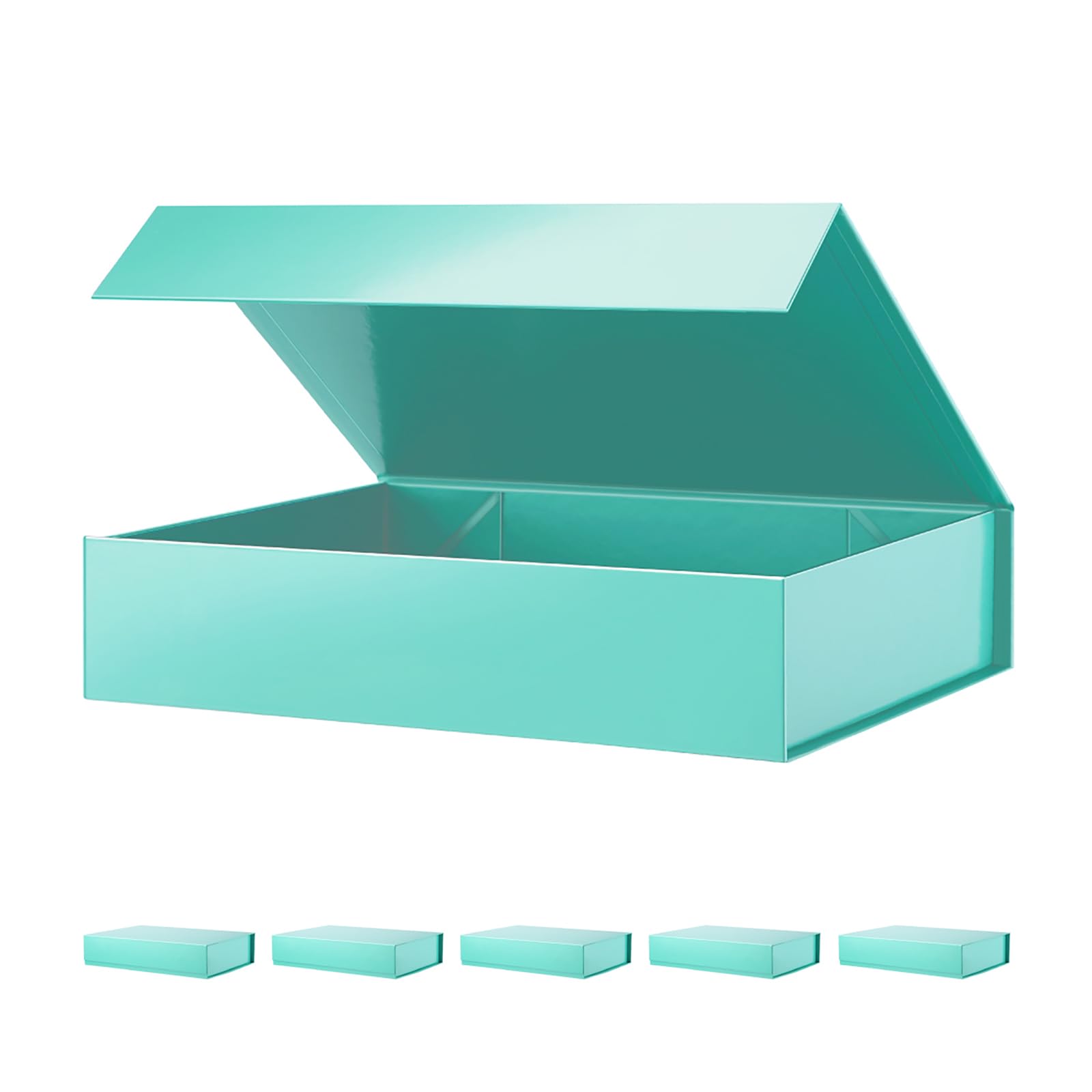 PACKHOME 6 Gift Boxes 11.5x8x2.5 Inches, Sturdy Shirt Boxes with Magnetic Lids for Multiple Occasions (Glossy Green)