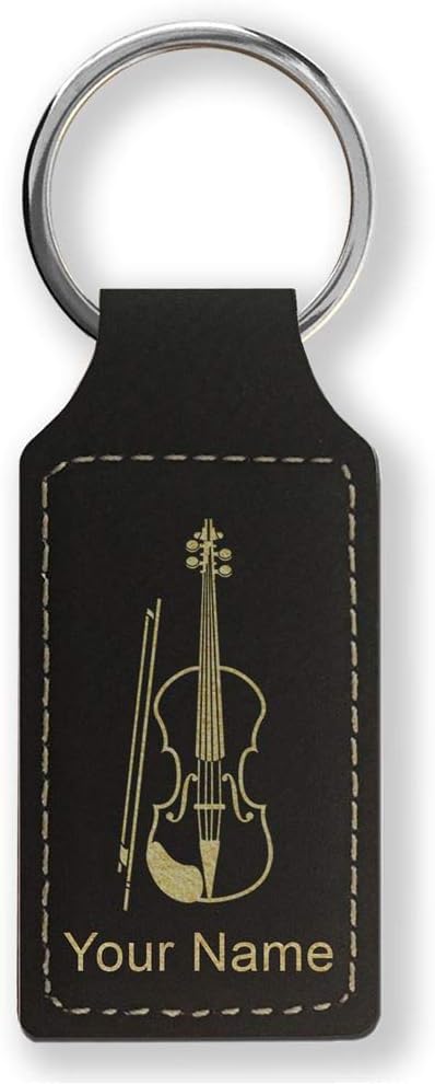 Rectangle Keychain, Violin, Personalized Engraving Included