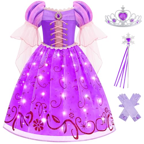 Vestido de Princesa Iluminado Morado para Niñas 8/140 miniatura 1