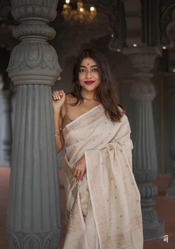 Image of Flosive inchBanarasi Kanjivaram Style Art Silk Saree for Women with Jacquard Weaving, Soft Fabric, Rich Pallu and Blouse Piece inch