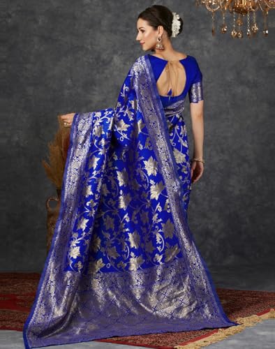 Image of Women's Banarasi Saree Pure Kanjivaram Silk Saree Soft Design Wear Pattu Sarees Cotton With Blouse Piece Kanchipuram for Wedding new ladies sadi
