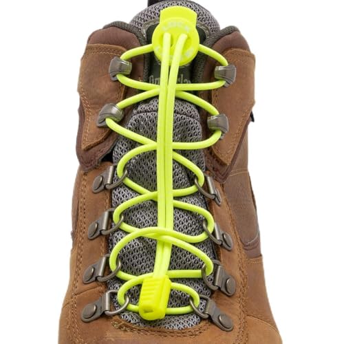 Lock Laces for Boots (1 Pair) Premium Heavy Duty Elastic No Tie Boot Laces for Boots and Shoes (Neon Yellow)