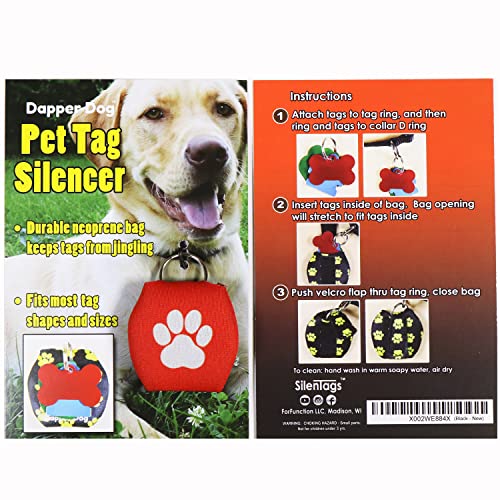 Image of Dapper Dog - Dog Tag Silencer with Tag Ring (Red with White Paw Print)