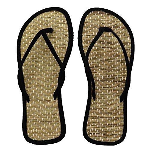Black Sugar Tongs Résistant Mixte Femme Homme Paille Naturelle Sandales Chaussures Maison Déguisement Asie Semelle Antidérapant (41 EU)