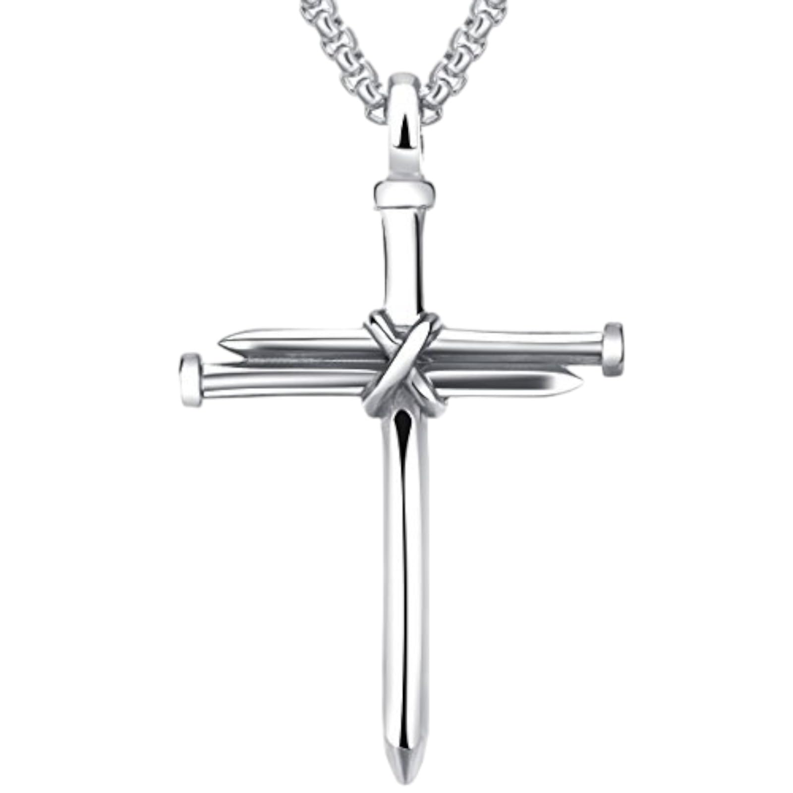 Christian Jewelry Christian Crucifix Jesus Cross Nail Blessing Pray With Long Chain Gold Stainless Steel Pendant Necklace Chain For Men And Women