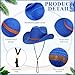 JaGely 12 Pcs Straw Cowboy Hats for Women Men, Wide Brim Summer Hat Bulk Sun Protection for Western Themed Party (Royal Blue)