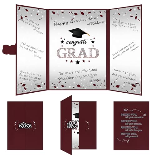 Image of Vlipoeasn 2026 Graduation Guest Book Alternative, Maroon Class of 2026 Graduation Party Decorations, Graduation Signature Book for 2026 College High School, Unique Graduation Gifts for Friends