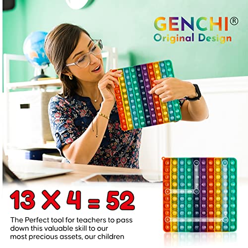 Multiplication Game Chart Pop It Fidget Math Manipulatives Games Table Rainbow Reversible Sensory Toys Flash Cards Stress Popper Relief Anxiety Adhd Autism Adults Kids Childre #TOP3