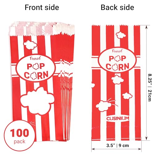 Image of CUSINIUM Red Popcorn Bags for Party (100-Pack, 1oz) - Carnival Theme - Customizable