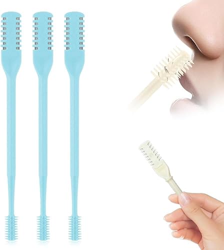 3 cortadores nasales de pelo nasal, herramienta de eliminación de vello manual giratorio de 360 de doble cara, recortadora de vello de nariz con