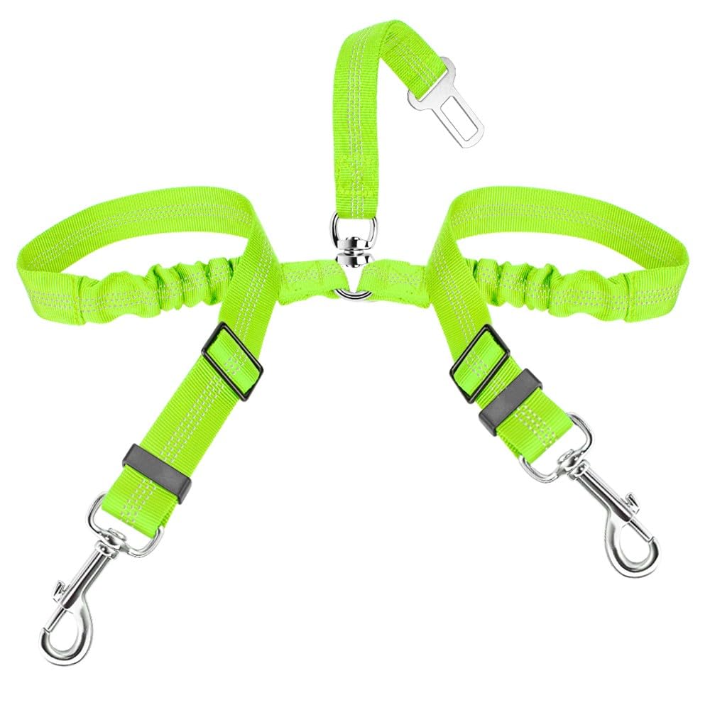 SlowTon Anschnallgurt Hund Auto, 2 in 1 verhedderungsfreier langlebiger elastischer Hundegurt fürs Auto, Verstellbarer reflektierender Sicherheitsgurt Hunde für Auto auf Reisen & Ausgehen