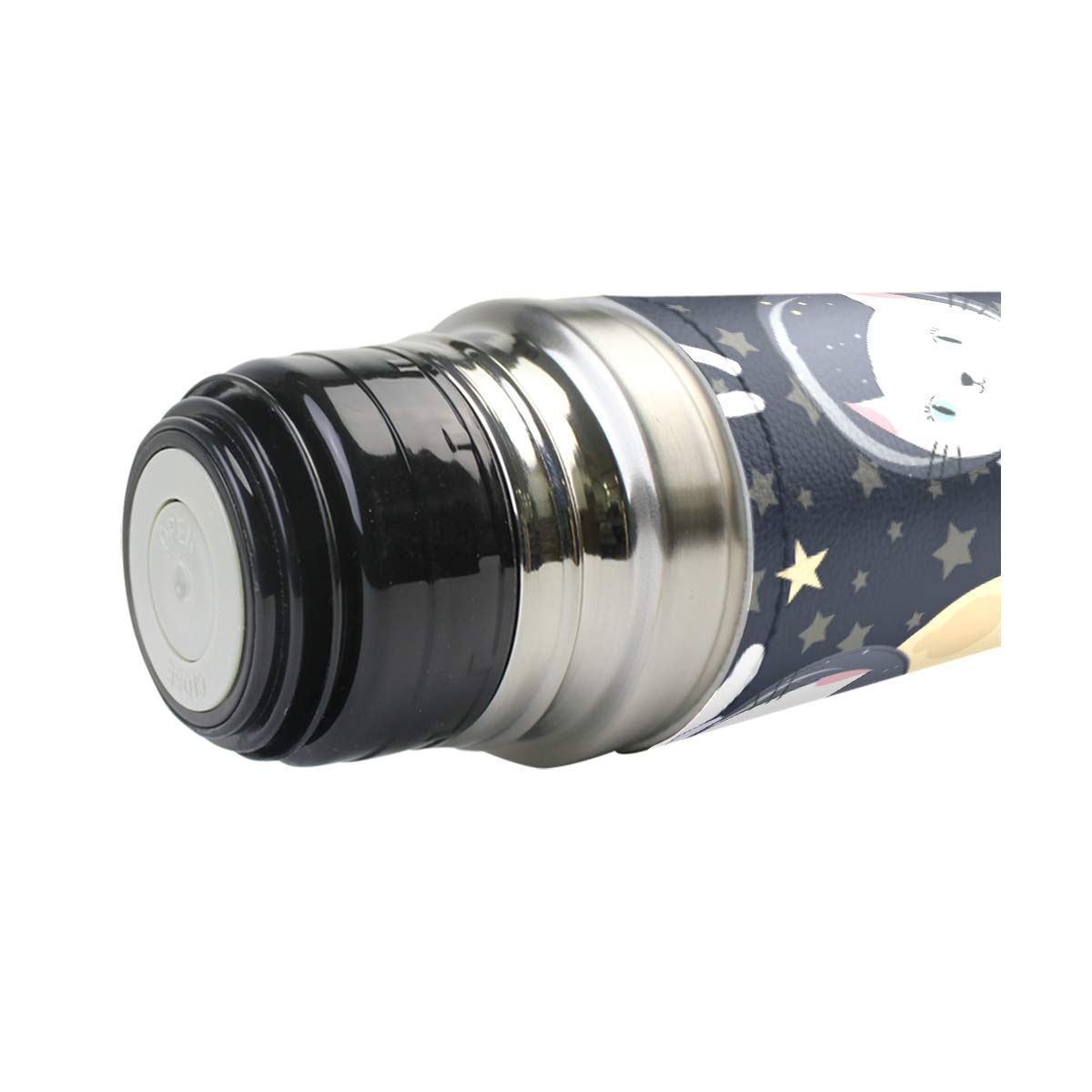 Taza de viaje aislada al vacío de acero inoxidable con doble pared a prueba de fugas, botella de taza con diseño de gato astronauta, personalizable, de piel, 500 ml