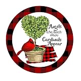 Retro Jigsaw Puzzle Cardinal Angels are Near When Cardinals Appear Wreath Round Wooden Puzzles Decom