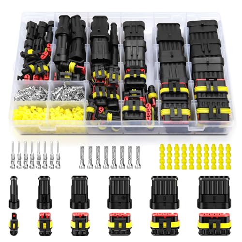 KFZ Stecker Set 808Pcs KFZ Steckverbinder Wasserdichte Stecker 1/2/3/4/5/5/6 Polig Superseal Stecker für Traktor Zubehör Auto LKW Boot Motorrad(Anwendbarer Kabeldurchmesser: 1 5mm 300V 12A)