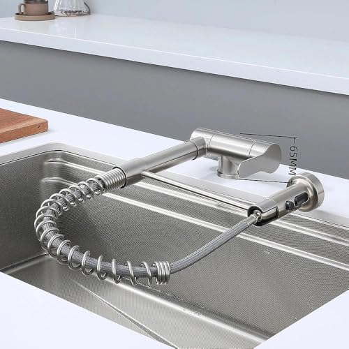 Robinet de cuisine rabattable douchette mitigeur inox 304 rotatif 360