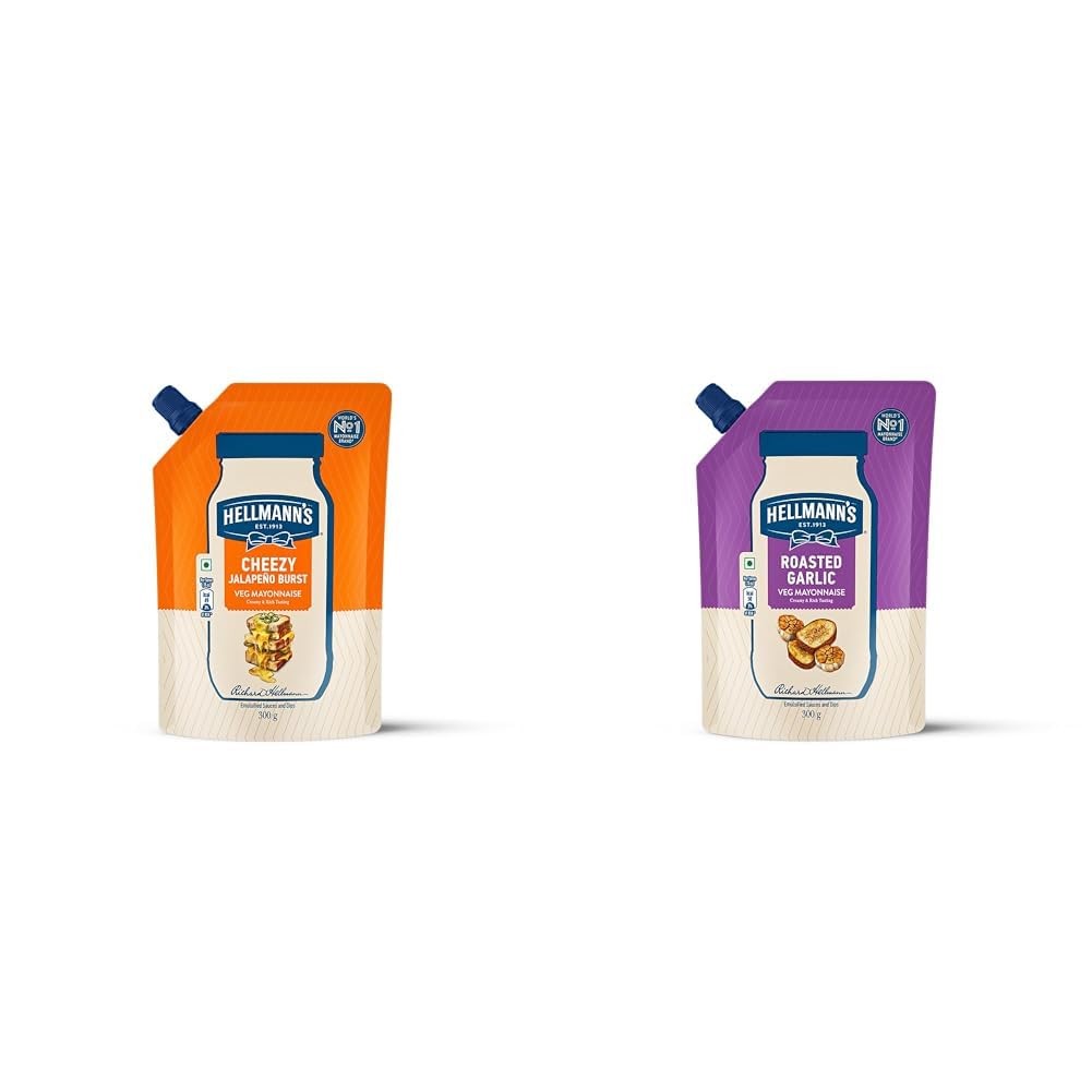 HELLMANN'S Cheezy Jalapeno Mayo, 300g, for Ultimate Sandwich Experience, with Cheese and + HELLMANN'S, Roasted Garlic Mayo, 300g, for Delectable Sandwiches, with Creamy & Rich Taste, 100%-image-36